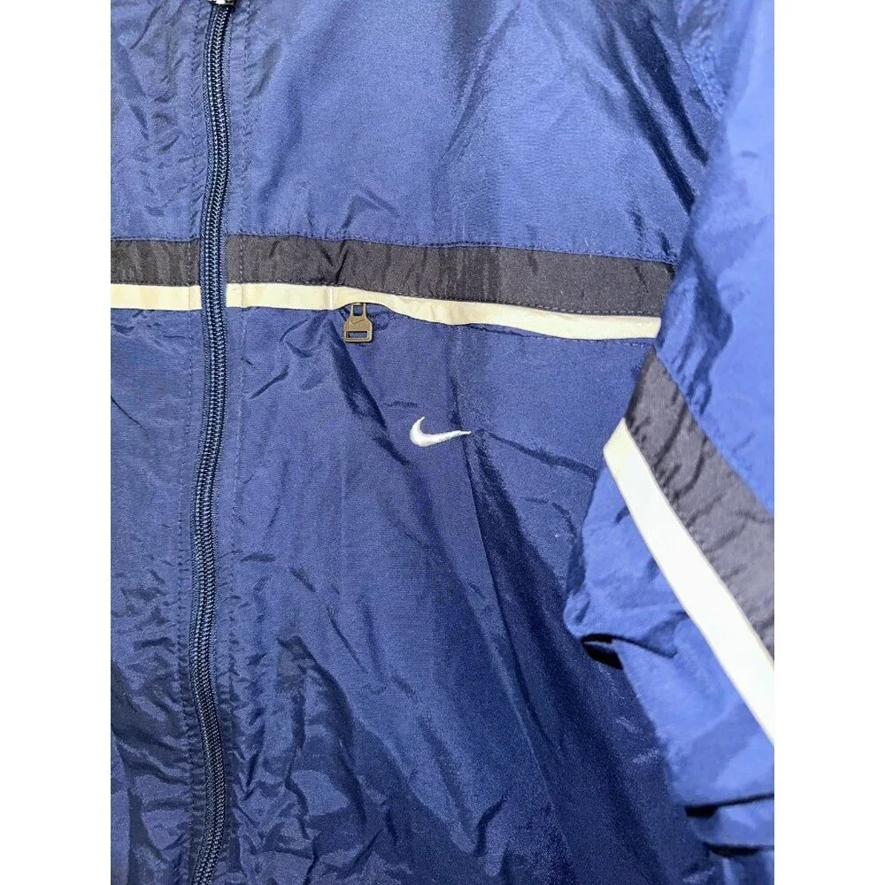 B5 Nike Full Zip Windbreaker Track Jacket Cotton Lined Men's‎ Large VTG 90s Blue